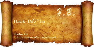 Hauk Béla névjegykártya